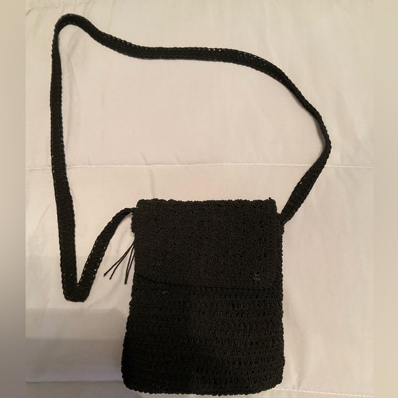 Handbags - Black Woven Crossbody Bag - Unbranded